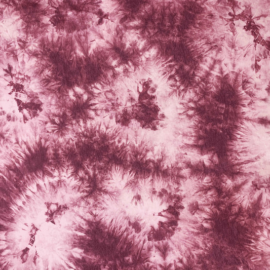 PT-2350-506-WINE-MAUVE - HAND TIE DYE FRENCH TERRY 63%POLY  33%RAYON  4% SPANDEX