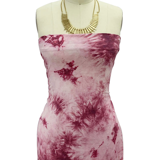 PT-2350-506-WINE-MAUVE - HAND TIE DYE FRENCH TERRY 63%POLY  33%RAYON  4% SPANDEX